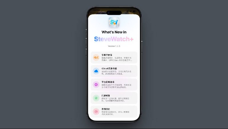新年快乐！SteveWatch+ 1.4.0 更新内容🎨 字幕字体库> 新增思源黑体、思源宋体、阿里巴巴普惠体、OPPO Sans 等多款精选字体，提供更多个性化选择